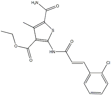 ethyl 5-(aminocarbonyl)-2-{[3-(2-chlorophenyl)acryloyl]amino}-4-methyl-3-thiophenecarboxylate Struktur