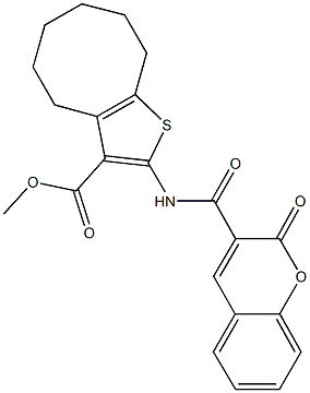 methyl 2-{[(2-oxo-2H-chromen-3-yl)carbonyl]amino}-4,5,6,7,8,9-hexahydrocycloocta[b]thiophene-3-carboxylate Struktur