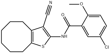 5-chloro-N-(3-cyano-4,5,6,7,8,9-hexahydrocycloocta[b]thien-2-yl)-2-methoxybenzamide Struktur