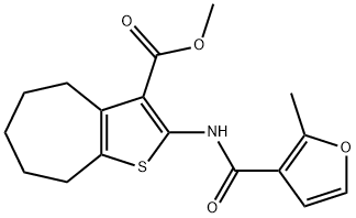 methyl 2-[(2-methyl-3-furoyl)amino]-5,6,7,8-tetrahydro-4H-cyclohepta[b]thiophene-3-carboxylate Struktur