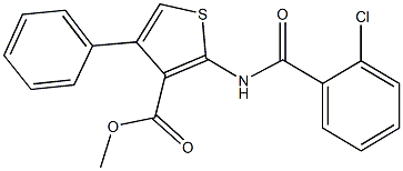 methyl 2-[(2-chlorobenzoyl)amino]-4-phenyl-3-thiophenecarboxylate Struktur