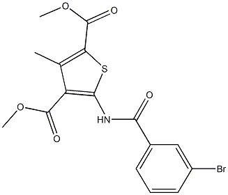 dimethyl 5-[(3-bromobenzoyl)amino]-3-methyl-2,4-thiophenedicarboxylate Struktur