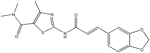 2-{[3-(1,3-benzodioxol-5-yl)acryloyl]amino}-N,N,4-trimethyl-1,3-thiazole-5-carboxamide Struktur