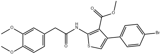 methyl 4-(4-bromophenyl)-2-{[(3,4-dimethoxyphenyl)acetyl]amino}-3-thiophenecarboxylate Struktur