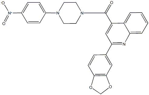 2-(1,3-benzodioxol-5-yl)-4-[(4-{4-nitrophenyl}-1-piperazinyl)carbonyl]quinoline Struktur