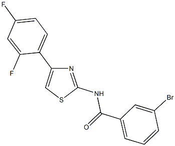 3-bromo-N-[4-(2,4-difluorophenyl)-1,3-thiazol-2-yl]benzamide Struktur