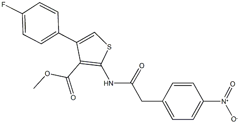 methyl 4-(4-fluorophenyl)-2-[({4-nitrophenyl}acetyl)amino]-3-thiophenecarboxylate Struktur