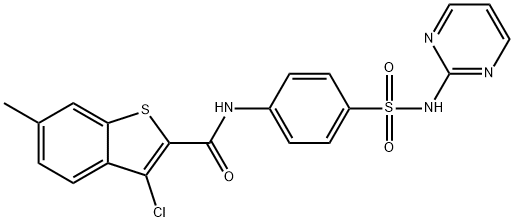 3-chloro-6-methyl-N-{4-[(2-pyrimidinylamino)sulfonyl]phenyl}-1-benzothiophene-2-carboxamide Struktur