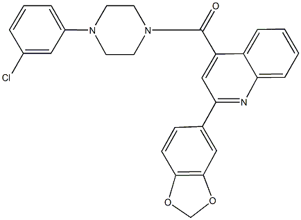 2-(1,3-benzodioxol-5-yl)-4-{[4-(3-chlorophenyl)-1-piperazinyl]carbonyl}quinoline Struktur