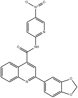 2-(1,3-benzodioxol-5-yl)-N-{5-nitro-2-pyridinyl}-4-quinolinecarboxamide Struktur