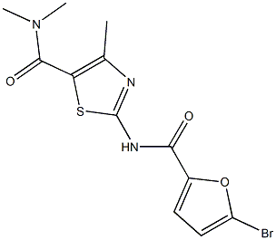 2-[(5-bromo-2-furoyl)amino]-N,N,4-trimethyl-1,3-thiazole-5-carboxamide Struktur