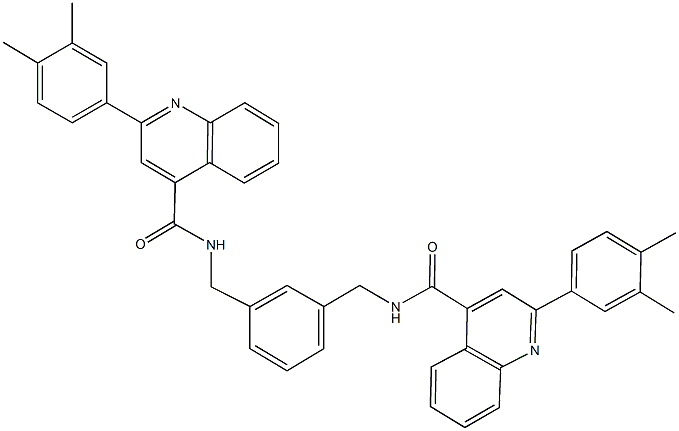 2-(3,4-dimethylphenyl)-N-{3-[({[2-(3,4-dimethylphenyl)-4-quinolinyl]carbonyl}amino)methyl]benzyl}-4-quinolinecarboxamide Struktur