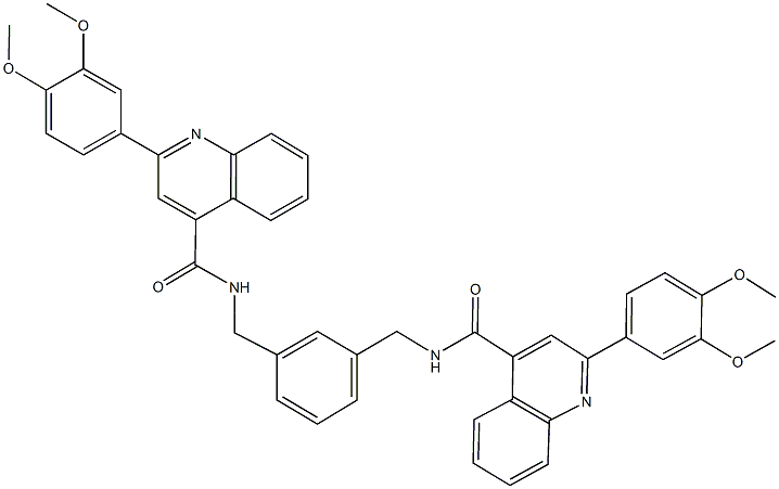 2-(3,4-dimethoxyphenyl)-N-{3-[({[2-(3,4-dimethoxyphenyl)-4-quinolinyl]carbonyl}amino)methyl]benzyl}-4-quinolinecarboxamide Struktur