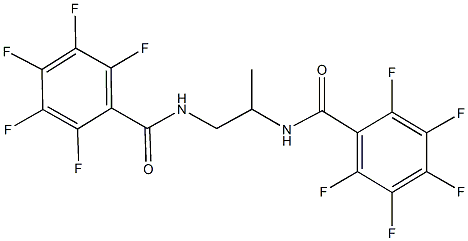 2,3,4,5,6-pentafluoro-N-{1-methyl-2-[(2,3,4,5,6-pentafluorobenzoyl)amino]ethyl}benzamide Struktur