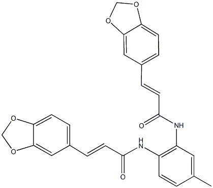 3-(1,3-benzodioxol-5-yl)-N-(2-{[3-(1,3-benzodioxol-5-yl)acryloyl]amino}-4-methylphenyl)acrylamide Struktur