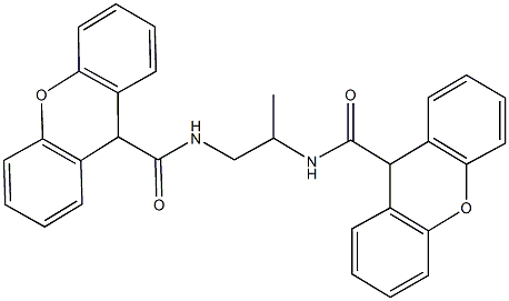 N-{1-methyl-2-[(9H-xanthen-9-ylcarbonyl)amino]ethyl}-9H-xanthene-9-carboxamide Struktur