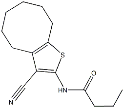 N-(3-cyano-4,5,6,7,8,9-hexahydrocycloocta[b]thien-2-yl)butanamide Struktur