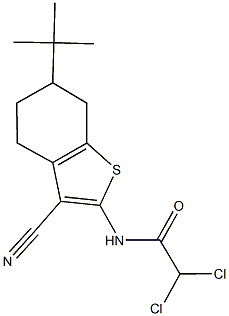 N-(6-tert-butyl-3-cyano-4,5,6,7-tetrahydro-1-benzothien-2-yl)-2,2-dichloroacetamide Struktur