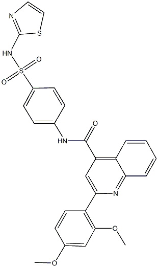 2-(2,4-dimethoxyphenyl)-N-{4-[(1,3-thiazol-2-ylamino)sulfonyl]phenyl}-4-quinolinecarboxamide Struktur