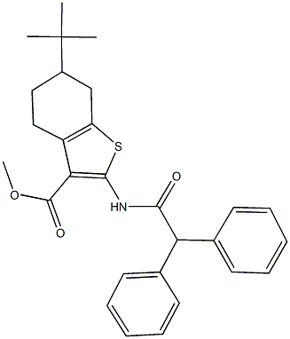 methyl 6-tert-butyl-2-[(diphenylacetyl)amino]-4,5,6,7-tetrahydro-1-benzothiophene-3-carboxylate Struktur