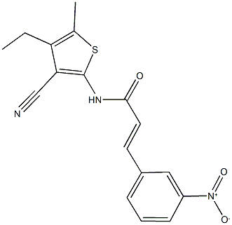 N-(3-cyano-4-ethyl-5-methyl-2-thienyl)-3-{3-nitrophenyl}acrylamide Struktur