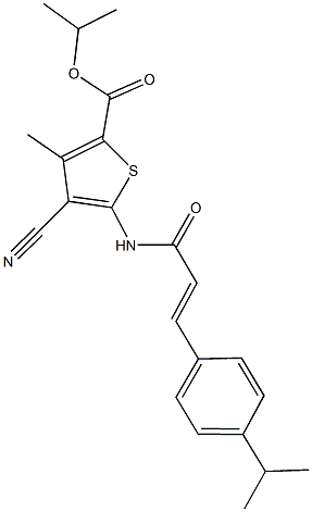 isopropyl 4-cyano-5-{[3-(4-isopropylphenyl)acryloyl]amino}-3-methyl-2-thiophenecarboxylate Struktur