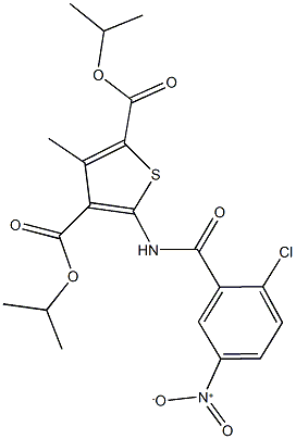 diisopropyl 5-({2-chloro-5-nitrobenzoyl}amino)-3-methyl-2,4-thiophenedicarboxylate Struktur