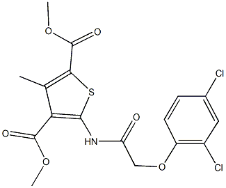 dimethyl 5-{[(2,4-dichlorophenoxy)acetyl]amino}-3-methyl-2,4-thiophenedicarboxylate Struktur