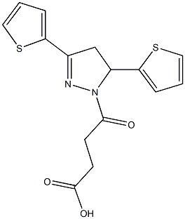 4-[3,5-di(2-thienyl)-4,5-dihydro-1H-pyrazol-1-yl]-4-oxobutanoic acid Struktur