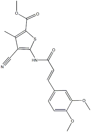 methyl 4-cyano-5-{[3-(3,4-dimethoxyphenyl)acryloyl]amino}-3-methyl-2-thiophenecarboxylate Struktur