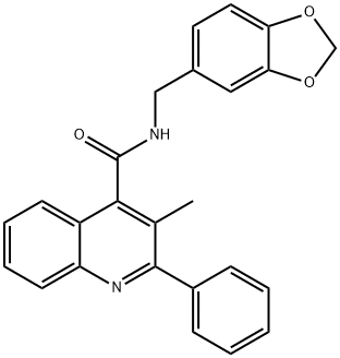 N-(1,3-benzodioxol-5-ylmethyl)-3-methyl-2-phenyl-4-quinolinecarboxamide Struktur