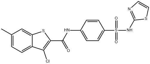 3-chloro-6-methyl-N-{4-[(1,3-thiazol-2-ylamino)sulfonyl]phenyl}-1-benzothiophene-2-carboxamide Struktur