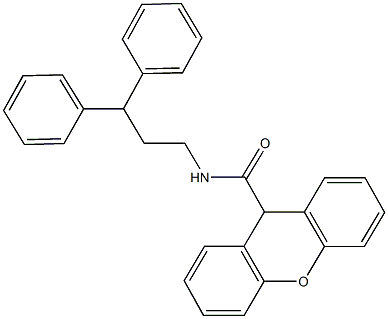 N-(3,3-diphenylpropyl)-9H-xanthene-9-carboxamide Struktur