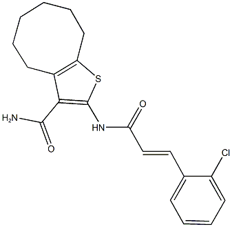 2-{[3-(2-chlorophenyl)acryloyl]amino}-4,5,6,7,8,9-hexahydrocycloocta[b]thiophene-3-carboxamide Struktur