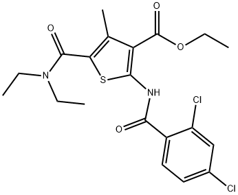 ethyl 2-[(2,4-dichlorobenzoyl)amino]-5-[(diethylamino)carbonyl]-4-methyl-3-thiophenecarboxylate Struktur