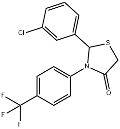 2-(3-chlorophenyl)-3-[4-(trifluoromethyl)phenyl]-1,3-thiazolidin-4-one Struktur