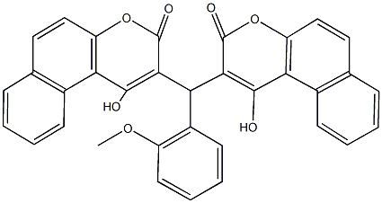 1-hydroxy-2-[(1-hydroxy-3-oxo-3H-benzo[f]chromen-2-yl)(2-methoxyphenyl)methyl]-3H-benzo[f]chromen-3-one Struktur