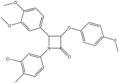 1-(3-chloro-4-methylphenyl)-4-(3,4-dimethoxyphenyl)-3-(4-methoxyphenoxy)-2-azetidinone Struktur