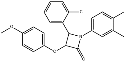 4-(2-chlorophenyl)-1-(3,4-dimethylphenyl)-3-(4-methoxyphenoxy)-2-azetidinone Struktur