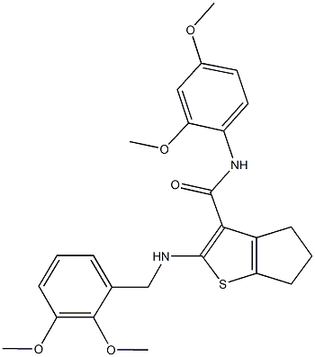 2-[(2,3-dimethoxybenzyl)amino]-N-(2,4-dimethoxyphenyl)-5,6-dihydro-4H-cyclopenta[b]thiophene-3-carboxamide Struktur