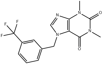 1,3-dimethyl-7-[3-(trifluoromethyl)benzyl]-3,7-dihydro-1H-purine-2,6-dione Struktur