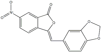 3-(1,3-benzodioxol-5-ylmethylene)-6-nitro-2-benzofuran-1(3H)-one Struktur