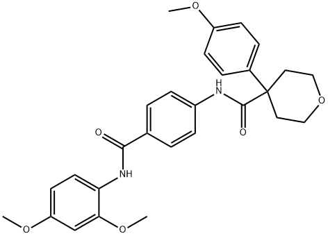 N-{4-[(2,4-dimethoxyanilino)carbonyl]phenyl}-4-(4-methoxyphenyl)tetrahydro-2H-pyran-4-carboxamide Struktur