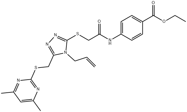 ethyl 4-({[(4-allyl-5-{[(4,6-dimethyl-2-pyrimidinyl)sulfanyl]methyl}-4H-1,2,4-triazol-3-yl)sulfanyl]acetyl}amino)benzoate Struktur