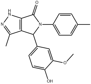 4-(4-hydroxy-3-methoxyphenyl)-3-methyl-5-(4-methylphenyl)-4,5-dihydropyrrolo[3,4-c]pyrazol-6(1H)-one Struktur