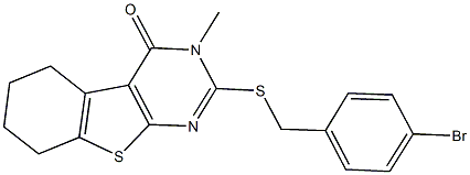 2-[(4-bromobenzyl)sulfanyl]-3-methyl-5,6,7,8-tetrahydro[1]benzothieno[2,3-d]pyrimidin-4(3H)-one Struktur