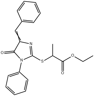 ethyl 2-[(4-benzylidene-5-oxo-1-phenyl-4,5-dihydro-1H-imidazol-2-yl)sulfanyl]propanoate Struktur