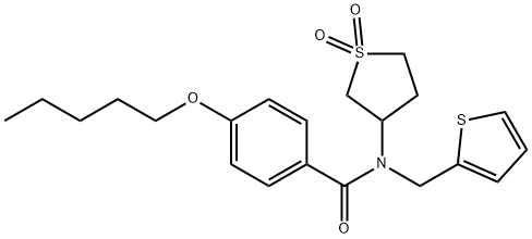 N-(1,1-dioxidotetrahydro-3-thienyl)-4-(pentyloxy)-N-(2-thienylmethyl)benzamide Struktur