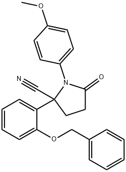 2-[2-(benzyloxy)phenyl]-1-(4-methoxyphenyl)-5-oxo-2-pyrrolidinecarbonitrile Struktur