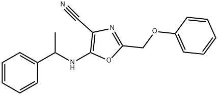 2-(phenoxymethyl)-5-[(1-phenylethyl)amino]-1,3-oxazole-4-carbonitrile Struktur